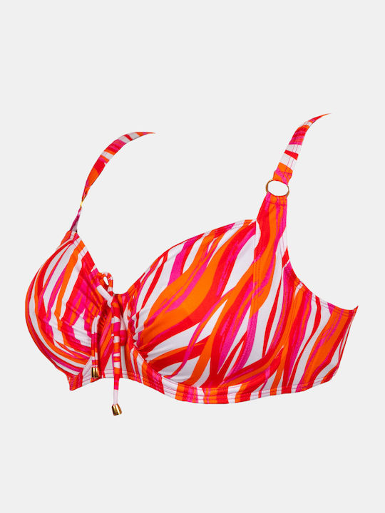 Top bikini cu sârmă moale și imprimeu valuri
