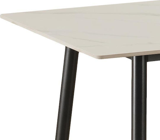 802 Tisch Speisesaal mit Steinoberfläche White 140x80x75cm