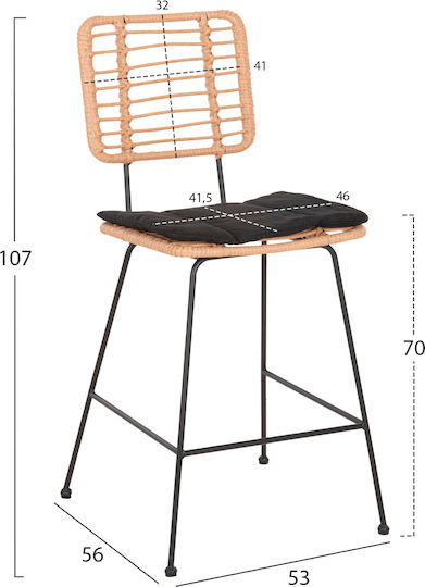 Σκαμπό Μπαρ Rattan Μαύρο 53x56x107cm Σκαμπό Μπαρ Rattan Μαύρο 53x56x107cm