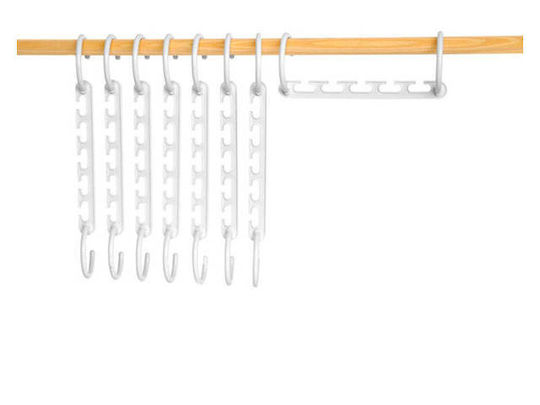 Set 8 Hanger Organizers Zola Plastic White 5 Places