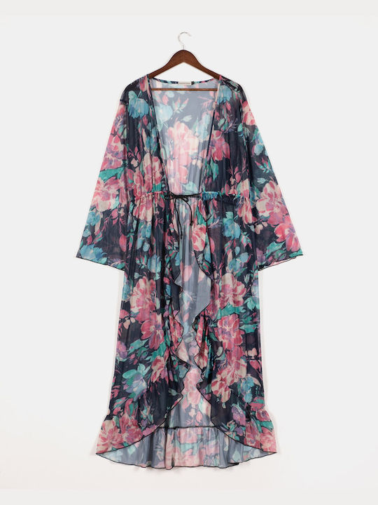 Sheer Ruffle Floral Tunic