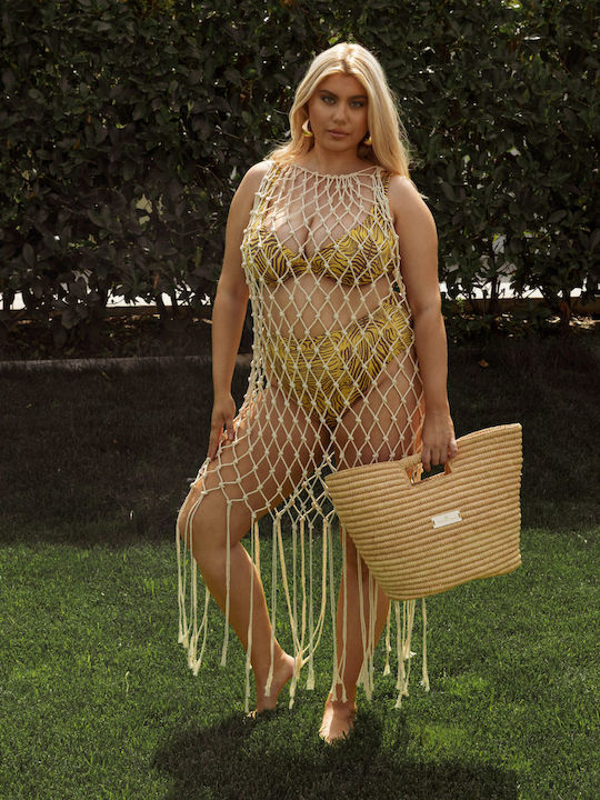 Χειροποίητο Φόρεμα Macrame Μπεζ Μπεζ