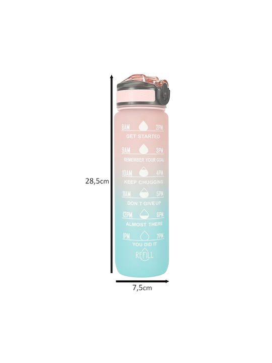 Sticla de apa cu pai Zola Sistem de capac blocabil 1000 ml Mesaje de marcaj de timp fara BPA