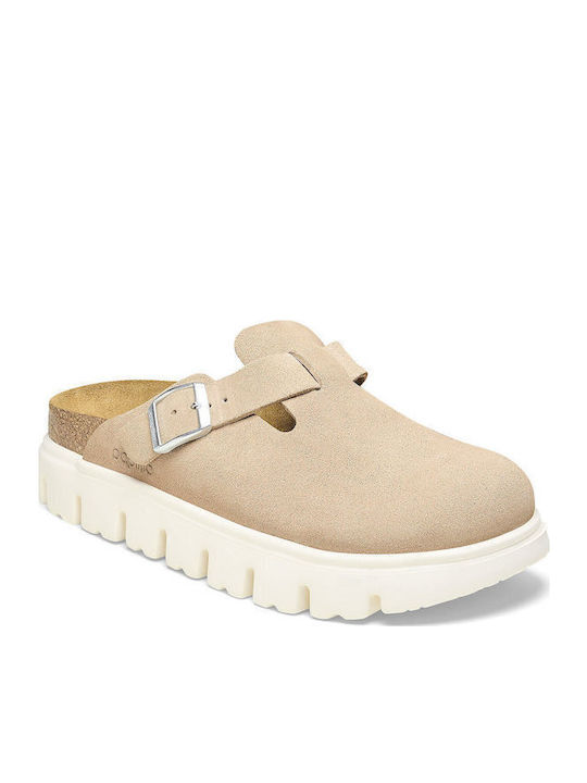 Birkenstock Boston PAP Δερμάτινα Mules Μπεζ