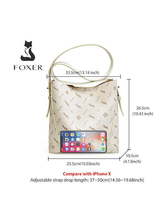 Leather Women's Bag Shopper Shoulder Beige