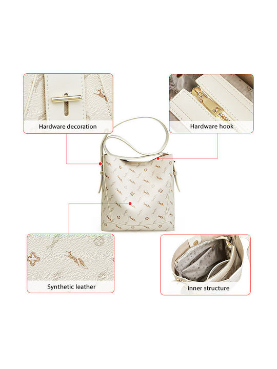 Leather Women's Bag Shopper Shoulder Beige