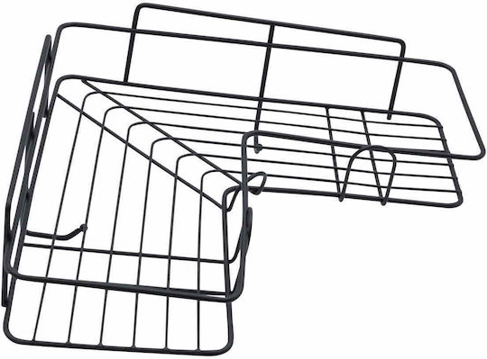 Raftul de colț suspendat de perete Uncle George din metal alb sau negru Dimensiuni 26x26x6cm Organizare depozitare bucătărie baie negru
