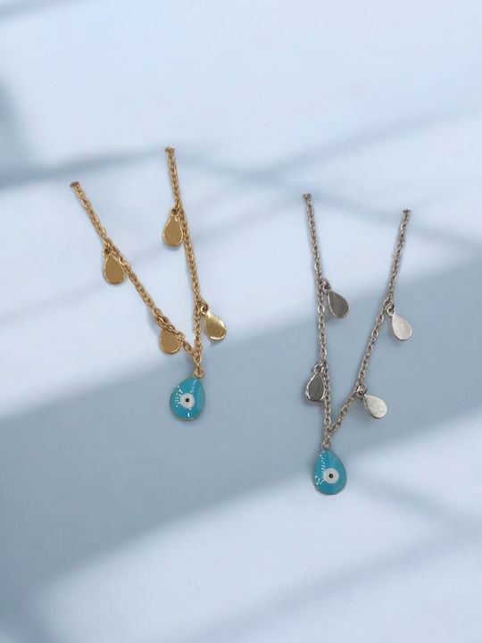 Vergoldete Fußkette aus Stahl Türkis
