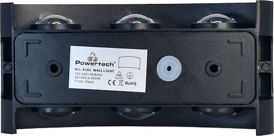 Powertech Επιτοίχιο Εξωτερικό Σποτ LED IP65 6W με Φυσικό Λευκό Φως 17x8x4εκ.