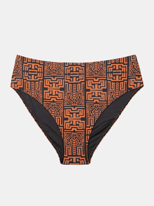 Μαγιό Σλιπ Basic Plus Size Totem Μαύρο Καφέ