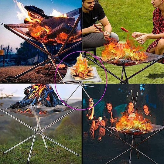 Portable Campfire Stand Zola Non-slip Edges Foldable 41.5x37 Cm Silver