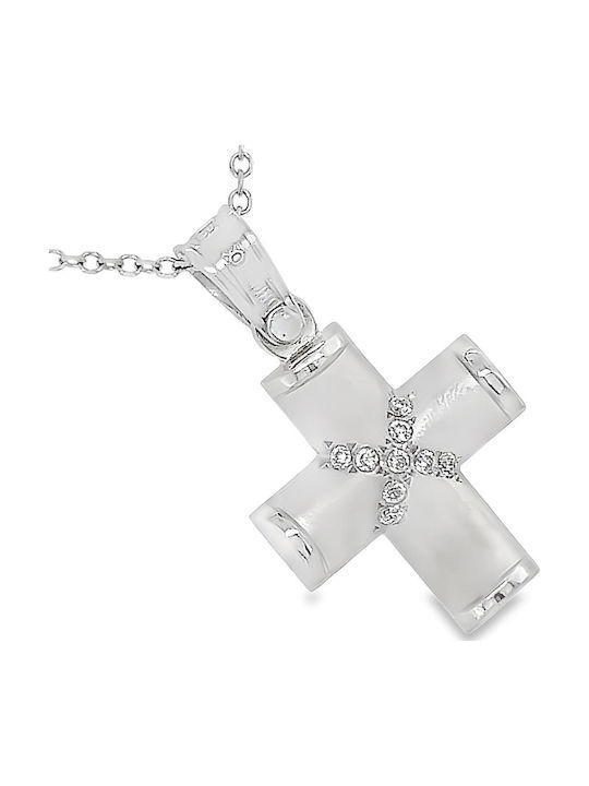 Xryseio Women's White Gold Cross 14K