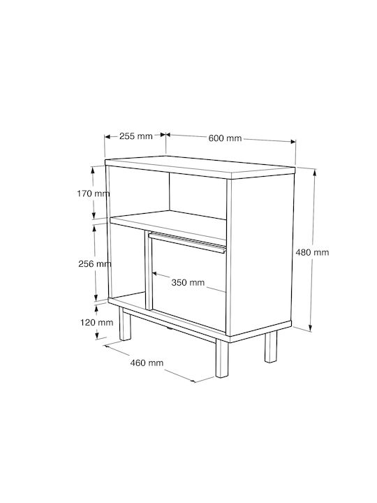 Rectangular Side Table Shaldon Wooden Natural M60xP25.5xH60cm