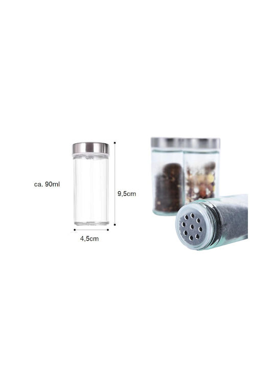 Cheffinger Metallic Tabletop Rotating Spice Rack Silver 16pcs