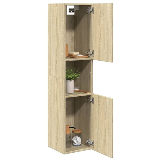 vidaXL Wall Hung Cabinet Bathroom Column Cabinet L30xD30xH130cm Sonoma