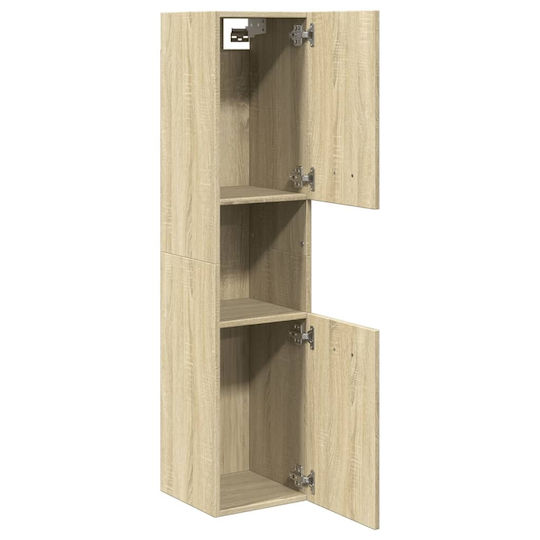 vidaXL Wall Hung Cabinet Bathroom Column Cabinet L30xD30xH130cm Sonoma