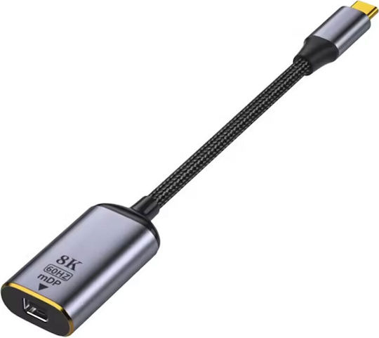 Μετατροπέας USB-C male σε mini DisplayPort female Γκρι 1τμχ 17839