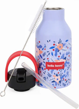 Hello Hossy Kids Water Bottle Thermos Stainless Steel with Straw Champetre 350ml