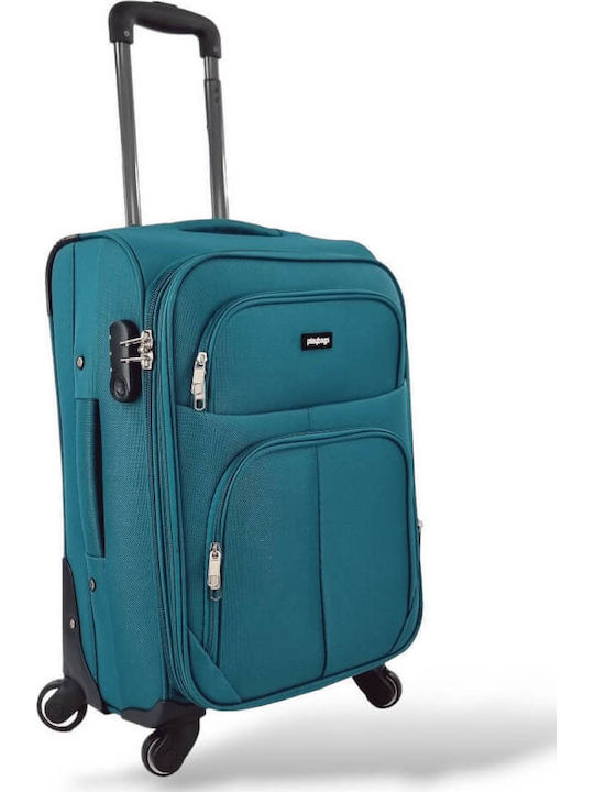 Playbags Fw877 Cabin Travel Suitcase Fabric Petrol with 4 Wheels Height 55cm