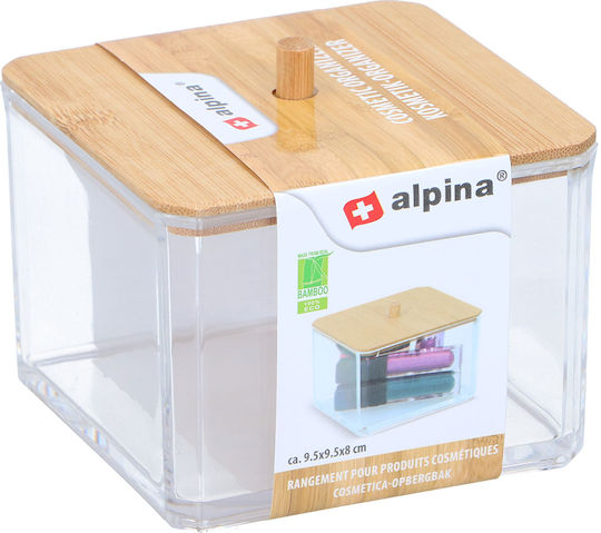 Alpina Appliances Bamboo Cotton/Swabs Case Countertop Transparent