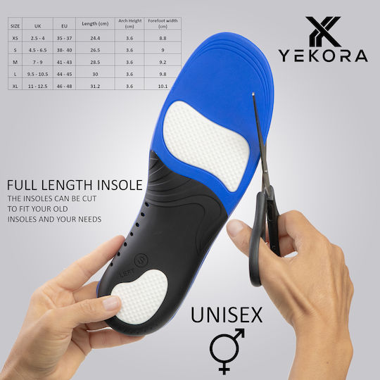 Yekora Foot Expert Анатомични Ортопедични Стелки за Обувки с Пяна с Памет 2 Броя