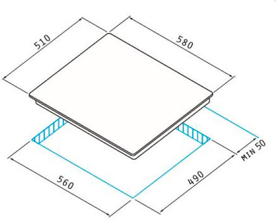 Pyramis 58HL 637 Κεραμική Εστία Αυτόνομη με Λειτουργία Κλειδώματος 58x51εκ.