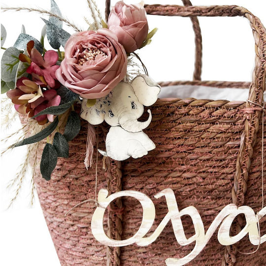 Taufe Tuch Box Mädchen Tasche Holz Elefant Blumen Name