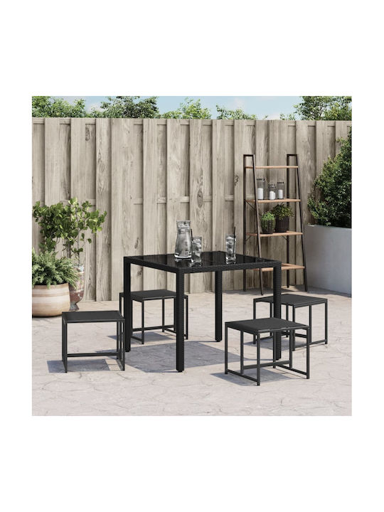 Metallic Garden Stool Cube Outdoor Black 4 Pieces 40x40x35cm