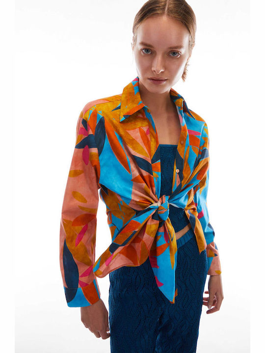 Langärmelig Damen Hemd Colorful Druck