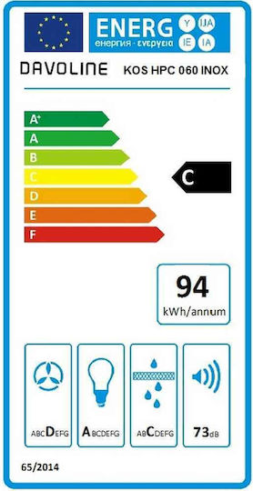 Davoline KOS HPC Chimney Vent Hood 60cm Inox