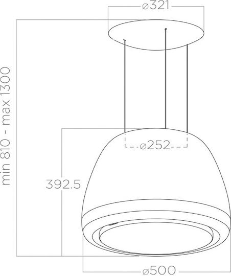 Elica Edith ROCK/F/50 Απορροφητήρας Νησίδα 50cm Μαύρος