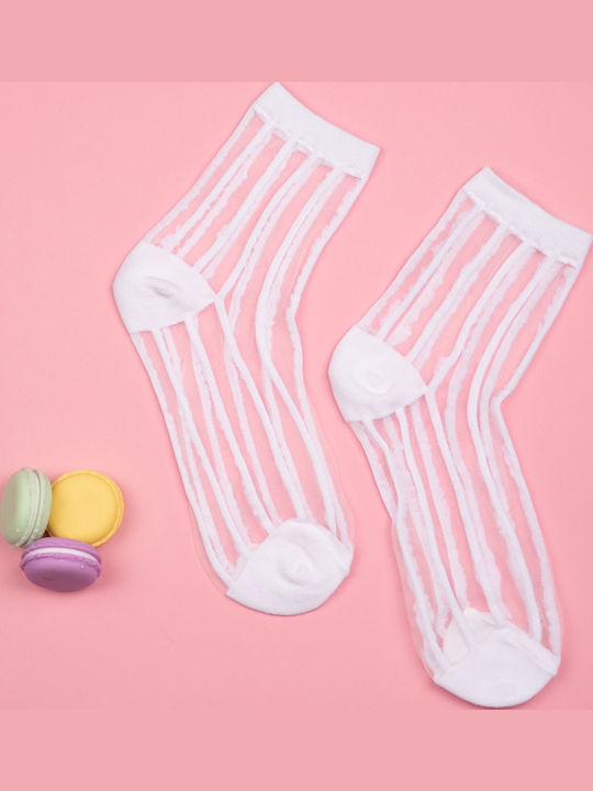 Transparente Gestreifte Socken Weiß Weiß