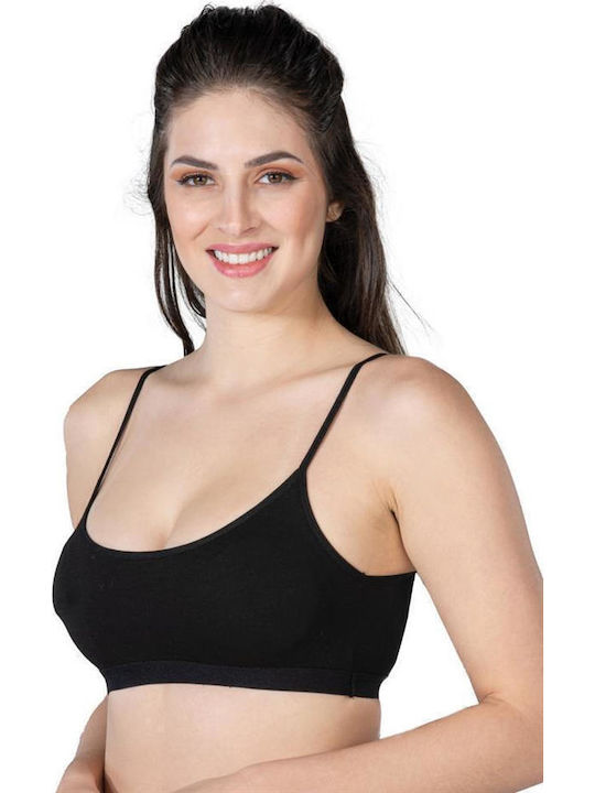 Women's Black Thin Strap Sports Bra