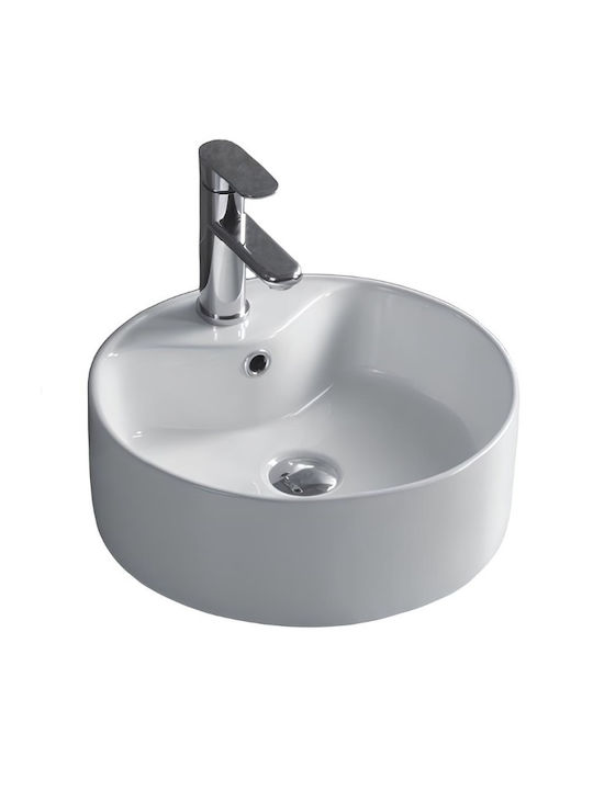 Inter Ceramic Countertop Sink Porcelain 46.5x46.5x17cm White