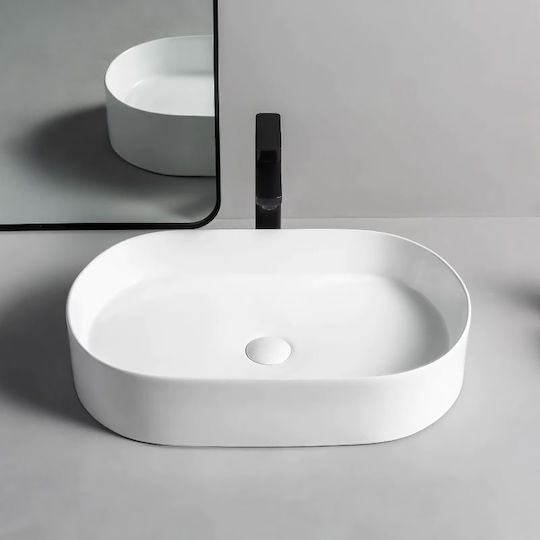 Rea Aufgesetztes Waschbecken Porzellan 61x38.5x12cm White