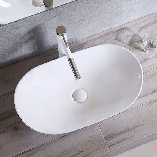 Rea Royal Aufgesetztes Waschbecken Porzellan 62x36x16cm White