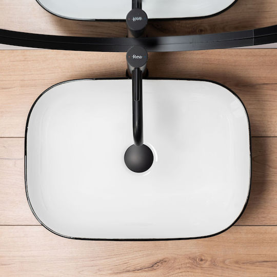 Rea Countertop Sink Ceramic 46.5x33cm White/black
