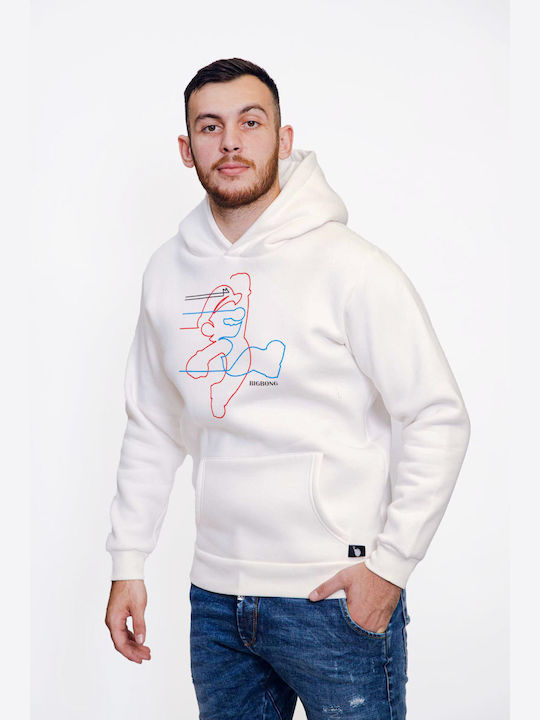 Bigbong Herren Sweatshirt mit Kapuze Weiß