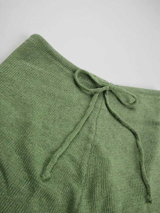 Knitted Crop Top Shorts Set Green