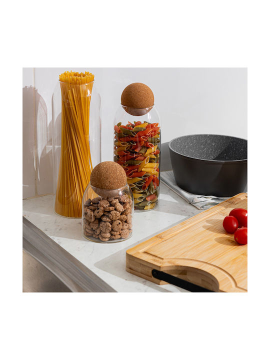 Estia Vase General Use with Lid Glass Transparent 950ml