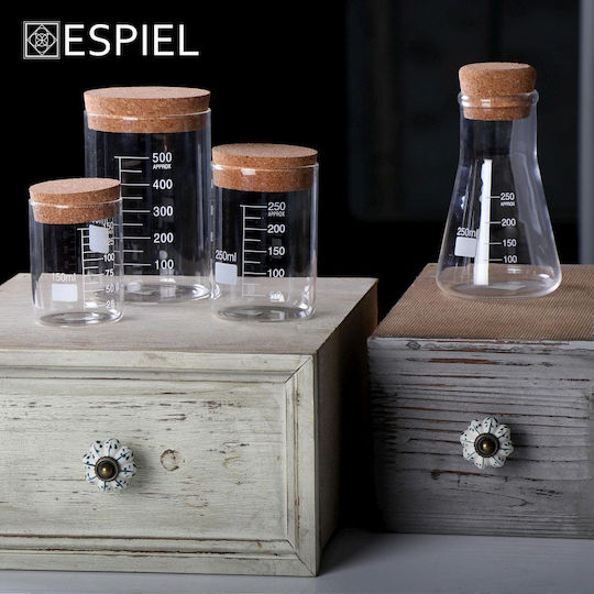 Espiel Set of 6 General Use Glass Vases with Cork Transparent 500ml