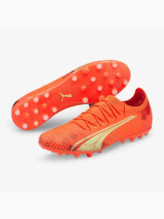 Puma MG Low Football Shoes with Cleats Orange