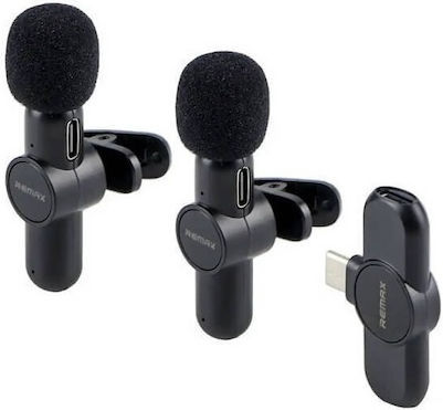 Remax Κ10 Live-Stream One-to-Two Type-C Seturi Wireless Condensator (Diafragmă Mică) Microfon Πέτου, Clip On pentru Vocale
