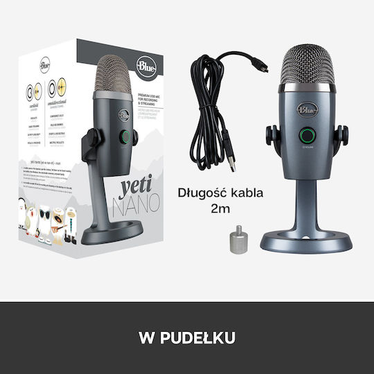Blue Microphones Yeti Nano Condenser Microphone USB Tabletop for Vocals in Gray Color