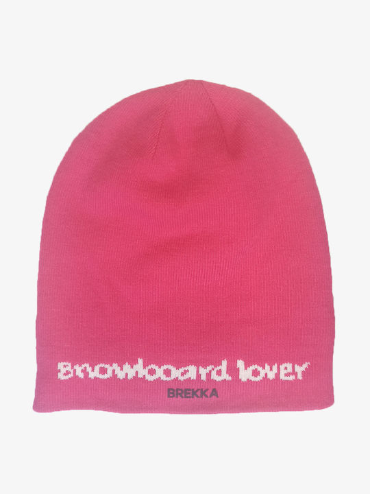 Brekka Beanie Unisex Reversible Beanie Knitted in Fuchsia color