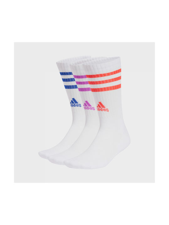 adidas 3 Stripes Athletic Socks White 3 Pairs