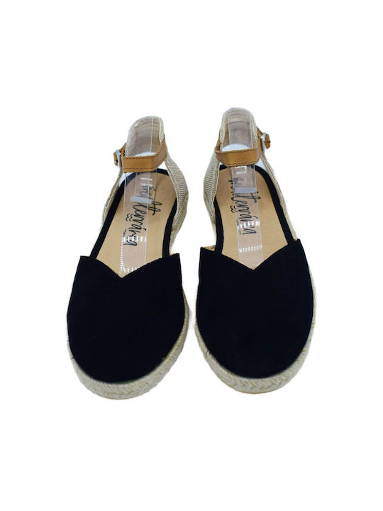 MEDITERRANEA Damen Leder Flats Espadrilles von MEDITERRANEA aus Leder in Schwarz