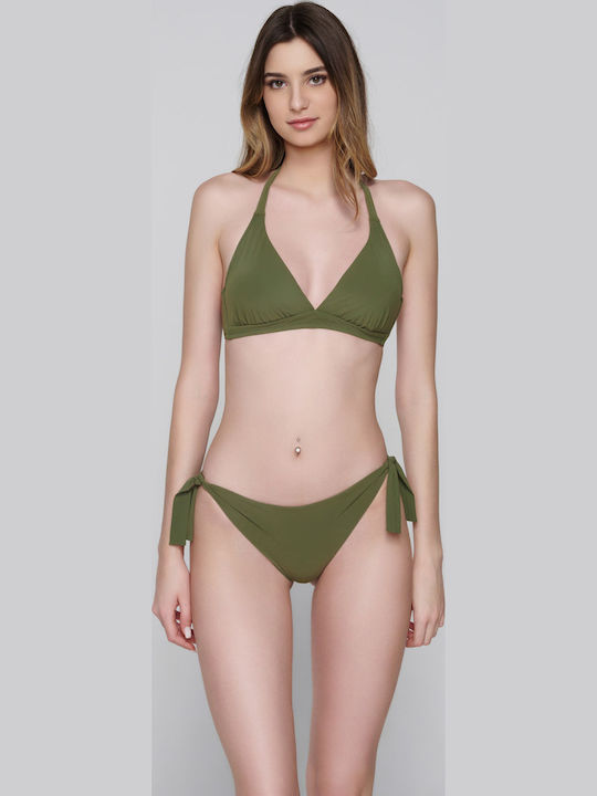 Blue Sense Bikini Slip με Κορδονάκια Χακί