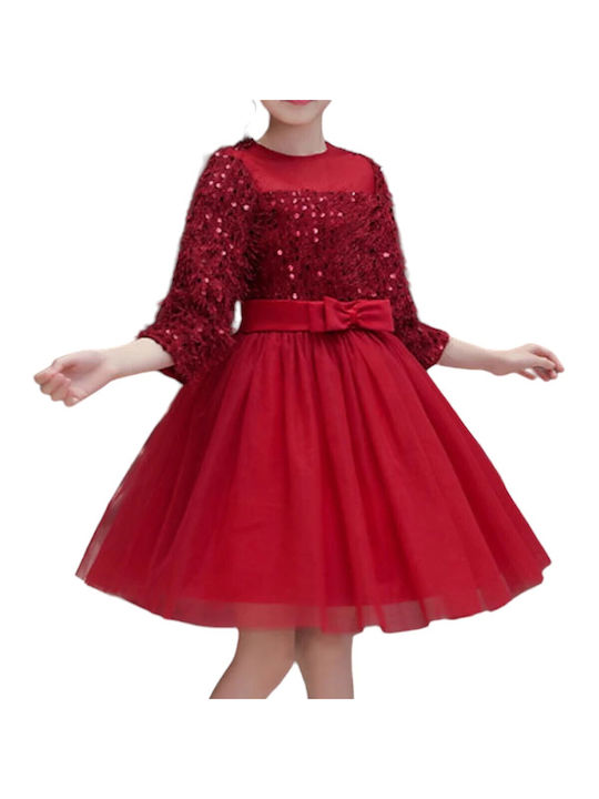 TakTakBaby Kids Dress with Sequins Long Sleeve Red