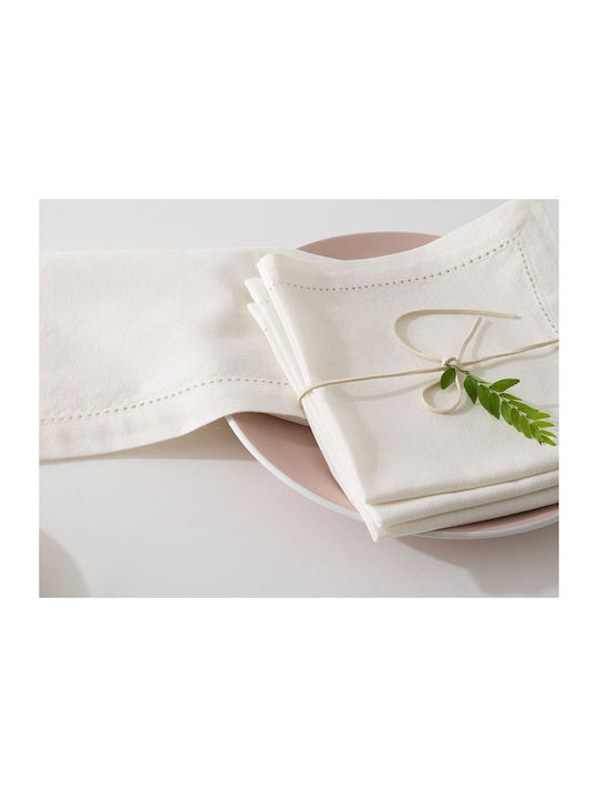 Atmosphera Napkin Cotton Set 4pcs Chambray White 40x40cm